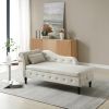 60&quot; Velvet Multifunctional Storage Chaise Lounge Buttons Tufted Nailhead Trimmed Solid Wood Legs with 1 Pillow ; Beige