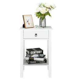 FCH Two-layer Bedside Cabinet Coffee Table with Drawer White RT