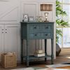 TREXM Narrow Console Table; Slim Sofa Table with Three Storage Drawers and Bottom Shelf for Living Room; Easy Assembly (Navy)