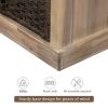 TREXM Rustic Storage Bench with 3 Removable Classic Rattan Basket ; Entryway Bench with Removable Cushion (White Washed)