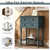 TREXM Narrow Console Table; Slim Sofa Table with Three Storage Drawers and Bottom Shelf for Living Room; Easy Assembly (Navy)