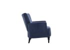 Armchair Modern Accent Sofa with Linen surface; Leisure Chair with solide wood feet for living room bedroom Studio; Blue