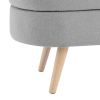 Ottoman Oval Storage Bench; Rubber Wood Legs; Grey(43.5'x16'x16')