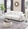 Round Ottoman Set with Storage; 2 in 1 combination; Round Coffee Table; Square Foot Rest Footstool for Living Room Bedroom Entryway Office