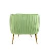 Velvet Accent Chair with Ottoman; Modern Tufted Barrel Chair Ottoman Set for Living Room Bedroom; Golden Finished; Grass Green