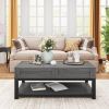 U-style Lift Top Coffee Table with Inner Storage Space and Shelf
