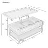 U-style Lift Top Coffee Table with Inner Storage Space and Shelf