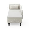 60&quot; Velvet Multifunctional Storage Chaise Lounge Buttons Tufted Nailhead Trimmed Solid Wood Legs with 1 Pillow ; Beige