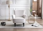 Armchair Modern Accent Sofa with Linen surface; Leisure Chair with solide wood feet for living room bedroom Studio; White
