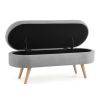 Ottoman Oval Storage Bench; Rubber Wood Legs; Grey(43.5'x16'x16')