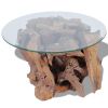vidaXL Coffee Table Solid Teak Driftwood 23.6"