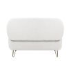 Ivory White Storage Ottoman Bench for End of Bed Gold Legs; Modern Ivory White Faux Fur Entryway Bench Upholstered Padded with Storage for Living Room