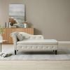 60&quot; Velvet Multifunctional Storage Chaise Lounge Buttons Tufted Nailhead Trimmed Solid Wood Legs with 1 Pillow ; Beige