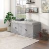 TREXM Storage Bench with 4 Doors and Adjustable Shelves; Shoe Bench with Removable Cushion for Living Room; Entryway (Gray Wash)