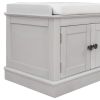 TREXM Storage Bench with 4 Doors and Adjustable Shelves; Shoe Bench with Removable Cushion for Living Room; Entryway (Gray Wash)