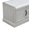 TREXM Storage Bench with 2 Drawers and 2 Cabinets; Shoe Bench with Removable Cushion for Living Room; Entryway (Gray Wash)