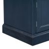 TREXM Storage Bench with 2 Drawers and 2 Cabinets; Shoe Bench with Removable Cushion for Living Room; Entryway (Antique Navy)