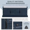 TREXM Storage Bench with 2 Drawers and 2 Cabinets; Shoe Bench with Removable Cushion for Living Room; Entryway (Antique Navy)