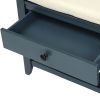 TREXM Shoe Rack with Cushioned Seat and Drawers; Multipurpose Entryway Storage Bench (Antique Navy)