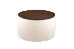 Round Ottoman Set with Storage; 2 in 1 combination; Round Coffee Table; Square Foot Rest Footstool for Living Room Bedroom Entryway Office