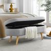 Ottoman Oval Storage Bench; Rubber Wood Legs; Grey(43.5'x16'x16')