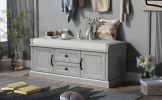 TREXM Storage Bench with 2 Drawers and 2 Cabinets; Shoe Bench with Removable Cushion for Living Room; Entryway (Gray Wash)
