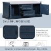TREXM Storage Bench with 2 Drawers and 2 Cabinets; Shoe Bench with Removable Cushion for Living Room; Entryway (Antique Navy)