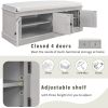 TREXM Storage Bench with 4 Doors and Adjustable Shelves; Shoe Bench with Removable Cushion for Living Room; Entryway (Gray Wash)