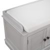 TREXM Storage Bench with 4 Doors and Adjustable Shelves; Shoe Bench with Removable Cushion for Living Room; Entryway (Gray Wash)