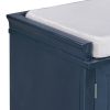 TREXM Storage Bench with 2 Drawers and 2 Cabinets; Shoe Bench with Removable Cushion for Living Room; Entryway (Antique Navy)