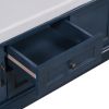 TREXM Storage Bench with 2 Drawers and 2 Cabinets; Shoe Bench with Removable Cushion for Living Room; Entryway (Antique Navy)