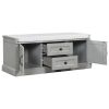 TREXM Storage Bench with 2 Drawers and 2 Cabinets; Shoe Bench with Removable Cushion for Living Room; Entryway (Gray Wash)