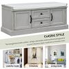TREXM Storage Bench with 2 Drawers and 2 Cabinets; Shoe Bench with Removable Cushion for Living Room; Entryway (Gray Wash)