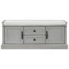 TREXM Storage Bench with 2 Drawers and 2 Cabinets; Shoe Bench with Removable Cushion for Living Room; Entryway (Gray Wash)
