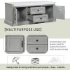 TREXM Storage Bench with 2 Drawers and 2 Cabinets; Shoe Bench with Removable Cushion for Living Room; Entryway (Gray Wash)