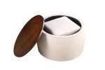 Round Ottoman Set with Storage; 2 in 1 combination; Round Coffee Table; Square Foot Rest Footstool for Living Room Bedroom Entryway Office