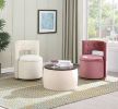 Round Ottoman Set with Storage; 2 in 1 combination; Round Coffee Table; Square Foot Rest Footstool for Living Room Bedroom Entryway Office