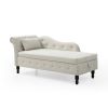 60&quot; Velvet Multifunctional Storage Chaise Lounge Buttons Tufted Nailhead Trimmed Solid Wood Legs with 1 Pillow ; Beige