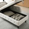 60&quot; Velvet Multifunctional Storage Chaise Lounge Buttons Tufted Nailhead Trimmed Solid Wood Legs with 1 Pillow ; Beige