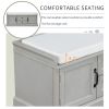 TREXM Storage Bench with 2 Drawers and 2 Cabinets; Shoe Bench with Removable Cushion for Living Room; Entryway (Gray Wash)