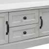 TREXM Storage Bench with 2 Drawers and 2 Cabinets; Shoe Bench with Removable Cushion for Living Room; Entryway (Gray Wash)