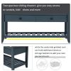 TREXM Shoe Rack with Cushioned Seat and Drawers; Multipurpose Entryway Storage Bench (Antique Navy)