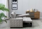 77 Inch Reversible Sectional Storage Sleeper Sofa Bed ; L-Shape 2 Seat Sectional Chaise With Storage ; Skin-Feeling Velvet Fabric ; Light Grey Color F