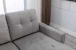 77 Inch Reversible Sectional Storage Sleeper Sofa Bed ; L-Shape 2 Seat Sectional Chaise With Storage ; Skin-Feeling Velvet Fabric ; Light Grey Color F