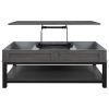 U-style Lift Top Coffee Table with Inner Storage Space and Shelf