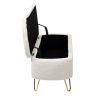 Ivory White Storage Ottoman Bench for End of Bed Gold Legs; Modern Ivory White Faux Fur Entryway Bench Upholstered Padded with Storage for Living Room