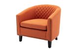 accent Barrel chair living room chair with nailheads and solid wood legs Orange linen