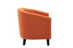 accent Barrel chair living room chair with nailheads and solid wood legs Orange linen