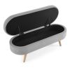 Ottoman Oval Storage Bench; Rubber Wood Legs; Grey(43.5'x16'x16')