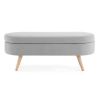 Ottoman Oval Storage Bench; Rubber Wood Legs; Grey(43.5'x16'x16')